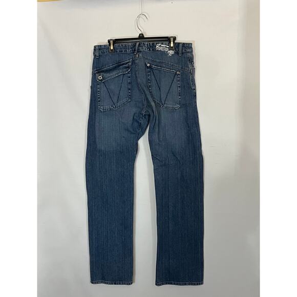 Fox Denim Plan B Jeans Male Size 34 Blue Baggy Wide Leg Detailed Hardware - Picture 3 of 16